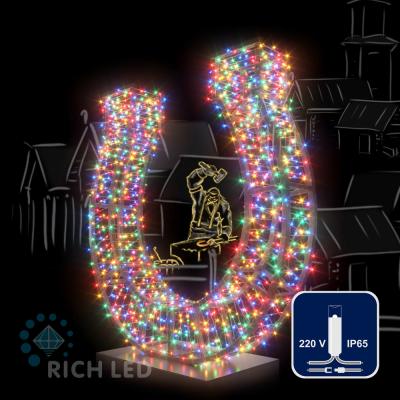 Светодиодные гирлянды RichLed Нить 10 м, 220 В, пост.свеч, IP 65, герм.колп, прозр.провод, мульти