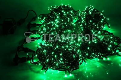 Светодиодная гирлянда спайдер Teamprof, 5 нитей по 20м, статика, черный провод, зеленая