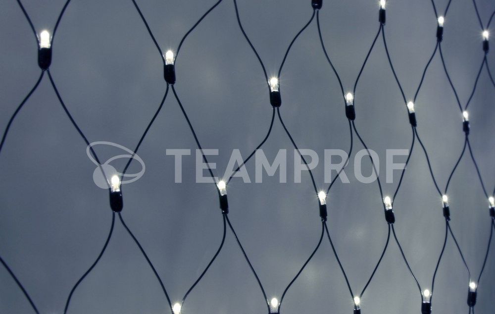 Светодиодная сетка Teamprof 2х3м, статика, черный провод, белая Качественная картинка Светодиодная сетка Teamprof 2х3м, статика, черный провод, белая