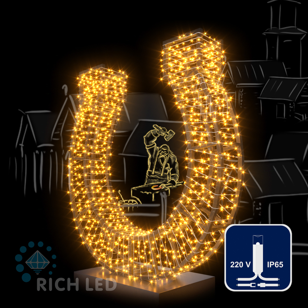 Светодиодные гирлянды RichLed Нить 10 м, 220 В, статика, IP65, герм. колп, белый пр, желтый Качественная картинка Светодиодные гирлянды RichLed Нить 10 м, 220 В, статика, IP65, герм. колп, белый пр, желтый