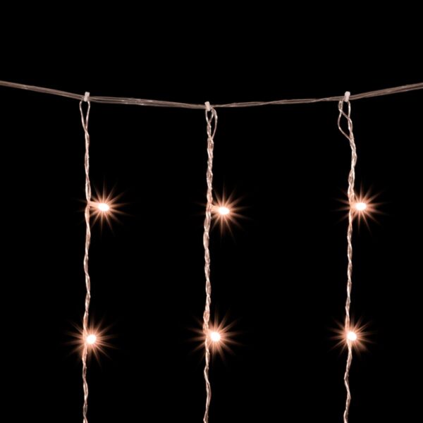 Качественная картинка Светодиодный занавес Laitcom, 2x3м, прозр.пров, 600 led, IP54, мерц бел.диода, облег, экстра т.белый