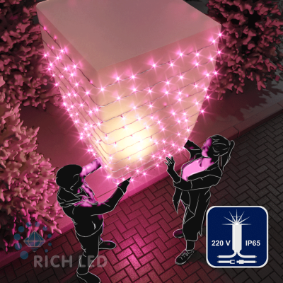 Светодиодные гирлянды RichLed Нить 10 м, 220 В, мерц, IP 65, герм. колп, белый провод, цвет розовый Светодиодные гирлянды RichLed Нить 10 м, 220 В, мерц, IP 65, герм. колп, белый провод, цвет розовый