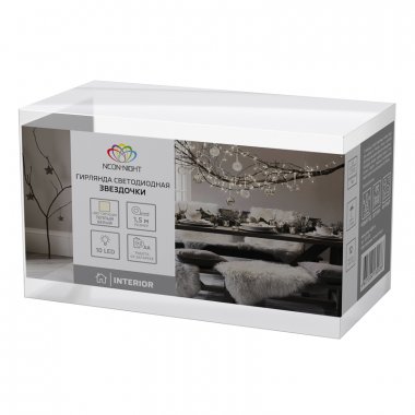 Качественная картинка Гирлянда светодиодная Звездочки Neon-Night 1,5м, проз.ПВХ, IP20, 10LED, теплый белый, 2хАА (нет)