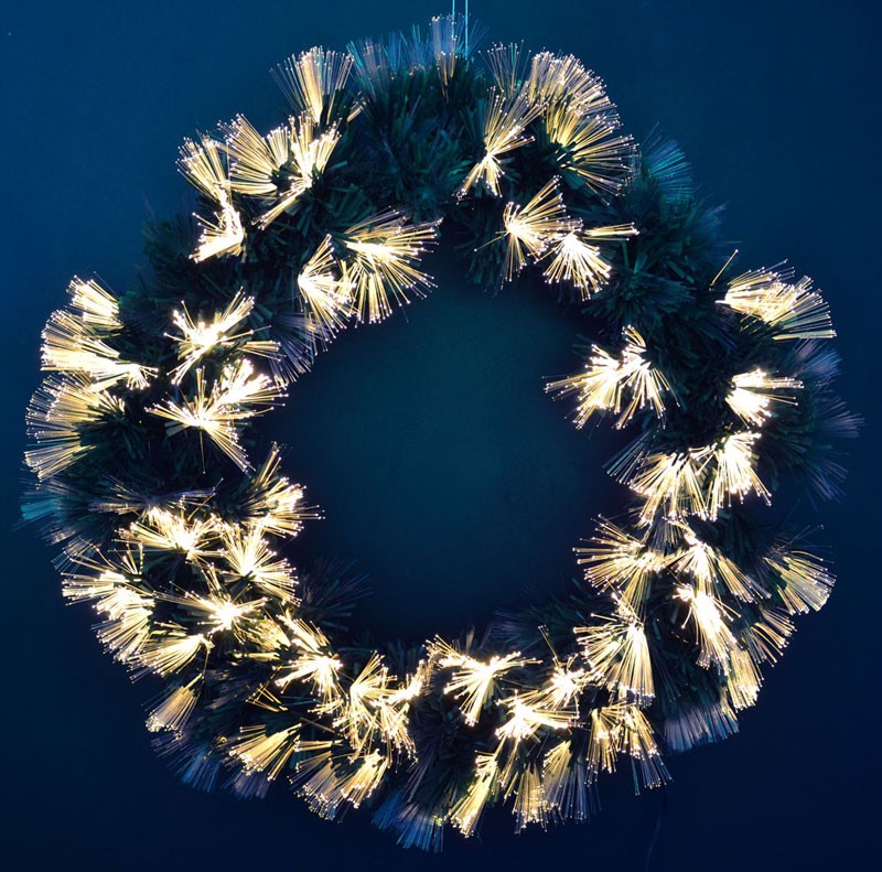 Качественная картинка Светодиодный рождественский венок, 12 В, 40 см, цвет теплый белый, хвоя зеленая