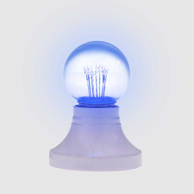 Качественная картинка Ретро-лампа светодиодная, диаметр 45мм, E27, 6 LED, 2Вт, СИНИЙ, прозрачная колба, 230В NEON-NIGHT