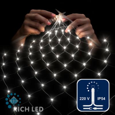 Светодиодная сетка RichLed 2*3 м, 220 В, 8 режимов свечения, цвет белый Светодиодная сетка RichLed 2*3 м, 220 В, 8 режимов свечения, цвет белый