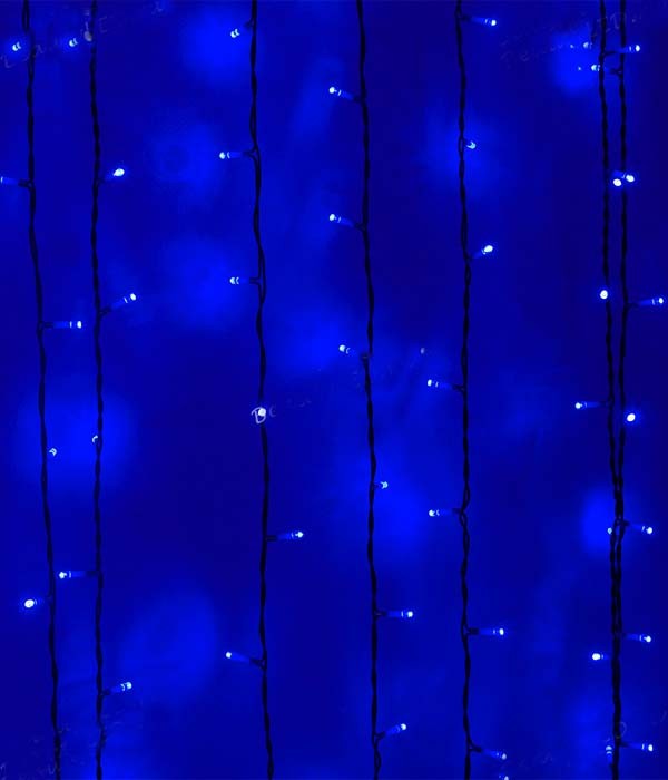 Качественная картинка Светодиодный занавес Laitcom  (без Т-коннектора), 2x2м, 400 LED, IP54, прозр. провод, синий