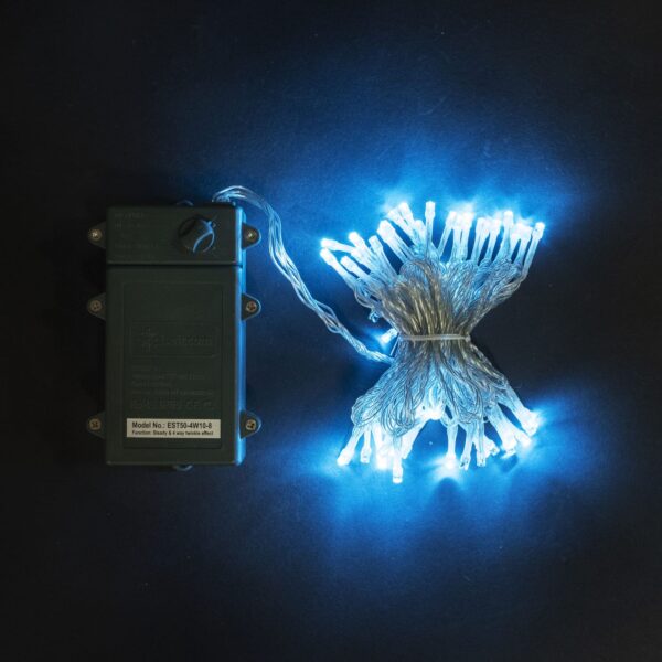 Качественная картинка Светодиодная нить Laitcom, на батарейках с тайм, 5м, 3 бат."D", 4,5V, прозр.пр., неб.голубой