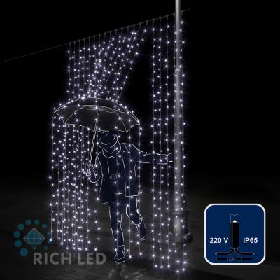 Светодиодный занавес RichLed, 2*3 м, 220 В, постоянное, IP 65, герм. колпачок, цвет белый Светодиодный занавес RichLed, 2*3 м, 220 В, постоянное, IP 65, герм. колпачок, цвет белый