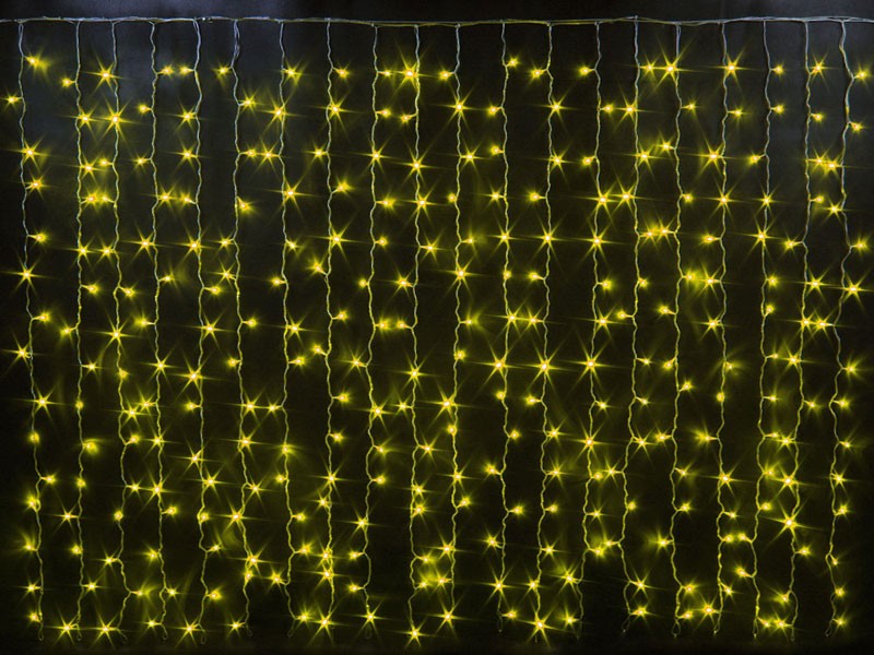 Качественная картинка Светодиодный занавес Rich LED 2*6 м, с герметичным колпачком, соединяемый (до 5 шт), IP65, желтый