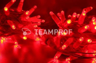 Светодиодная гирлянда нить TeamProf 10 м, 100 LED, 220В, мерцание, белый пр, гермет колп., красный Светодиодная гирлянда нить TeamProf 10 м, 100 LED, 220В, мерцание, белый пр, гермет колп., красный