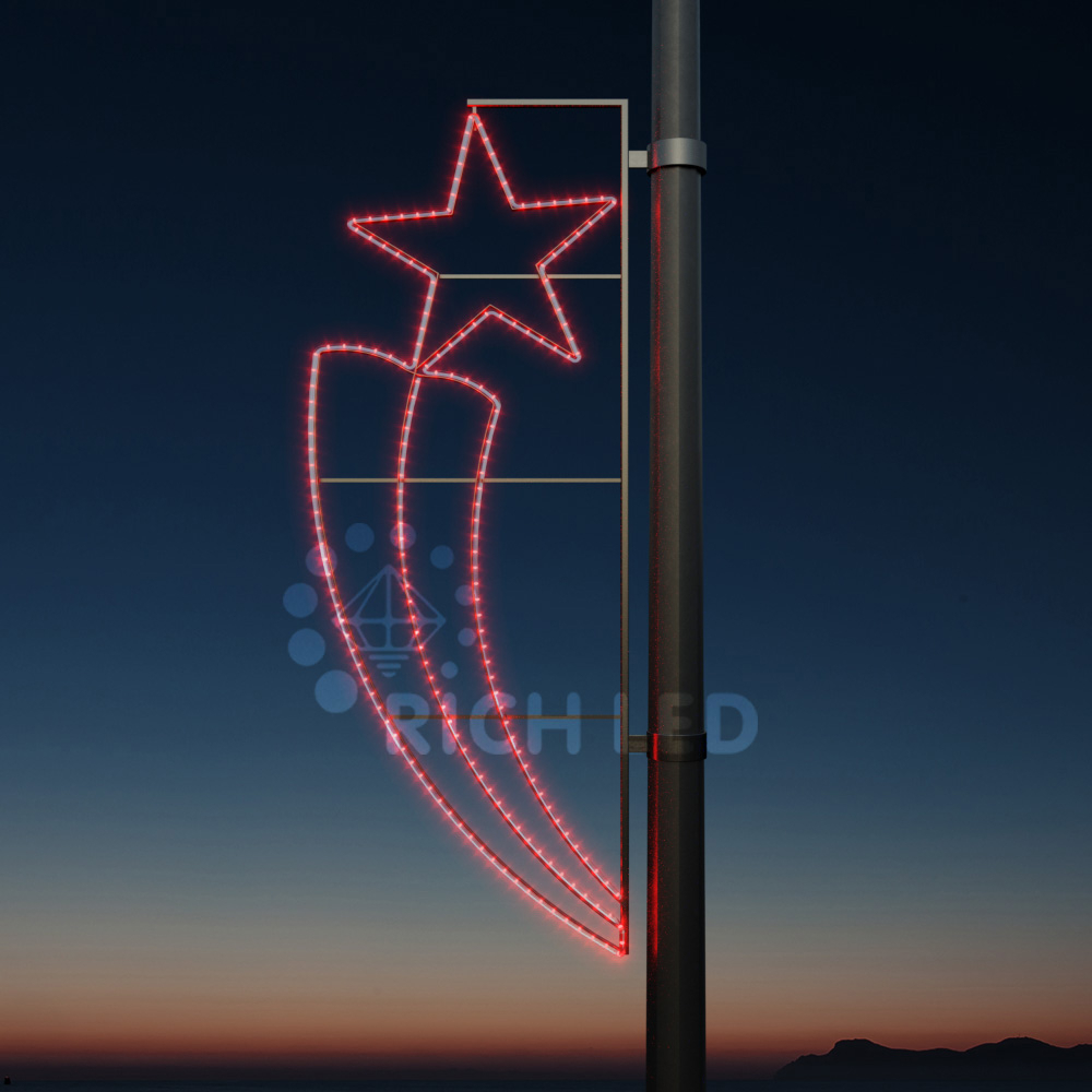 Качественная картинка Светодиодная уличная консоль Факел со звездой красный Rich Led RL-KN-030R